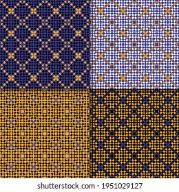 Set of 4 Decorative Seamless Pattern for Home Textile. Abstract Texture Designs can be used for Backgrounds, Motifs, Textile, Wallpapers, Fabrics, Templates. Design Paper For Scrapbook. Vector.