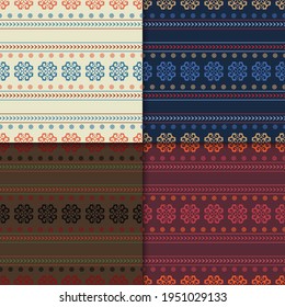 Set of 4 Decorative Seamless Pattern for Home Textile. Abstract Texture Designs can be used for Backgrounds, Motifs, Textile, Wallpapers, Fabrics, Templates. Design Paper For Scrapbook. Vector.