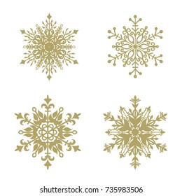 Set of 4 decorative  snowflakes. Snowflakes icon. Vector illustration.