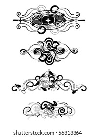 Set of 4 decorative vintage headers. Vector illustration.