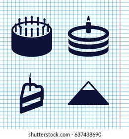 Set of 4 desert filled icons such as pyramid, cake