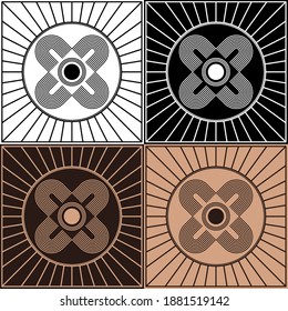 A set of 4 designs with drawings of lines. Abstract boho logos. Ethnic ornament. Vector illustration for web design or print.