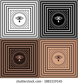 Un conjunto de 4 diseños con dibujos de líneas. Resumen de logos de boho. Ornamento étnico. Ilustración vectorial para diseño web o impresión.
