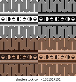 A set of 4 designs with drawings of lines. Abstract boho logos. Ethnic ornament. Vector illustration for web design or print.