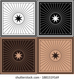 A set of 4 designs with drawings of lines. Abstract boho logos. Ethnic ornament. Vector illustration for web design or print.