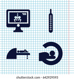 Set of 4 diagnostic filled icons such as mri, x-ray on display