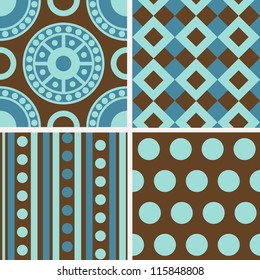Set of 4 different abstract seamless patterns. Vector illustration.