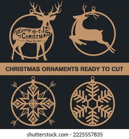 Set of 4 different Christmas ornaments, ready to cut them, Holiday Collection Set