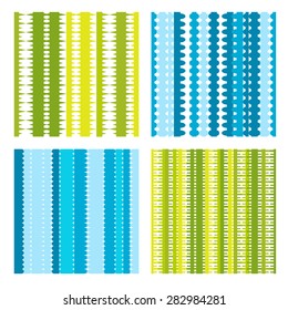Set of 4 Different colorful geometric seamless patterns. Vector illustration.