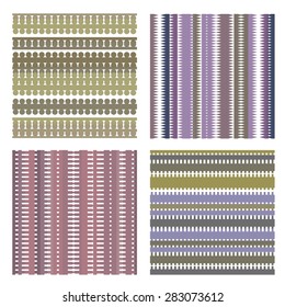 Set of 4 Different colorful geometric seamless patterns. Vector illustration