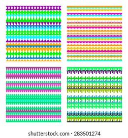Set of 4 Different colorful geometric seamless patterns. Vector illustration