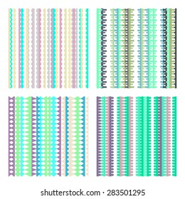 Set of 4 Different colorful geometric seamless patterns. Vector illustration