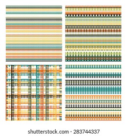 Set of 4 Different colorful geometric seamless patterns. Vector illustration