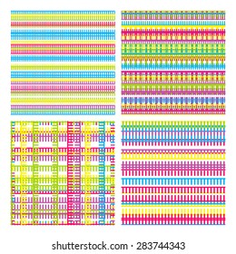 Set of 4 Different colorful geometric seamless patterns. Vector illustration