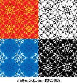 Set of 4 different colors seamless textures - vintage ornamental patterns
