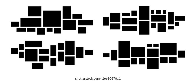 Conjunto de 4 diferentes modelos de colagem de fotos vazias. Painel de humor, ilustração de vetor de grade de scrapbook