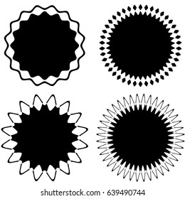 Set of 4 different geometric circular elements. Set of abstract shapes