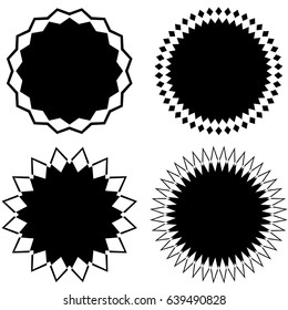 Set of 4 different geometric circular elements. Set of abstract shapes