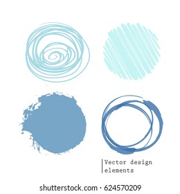 set of 4 different grunge circles design elements vector illustration