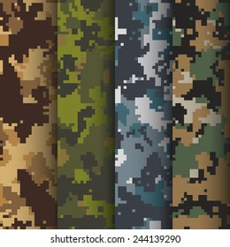 Set Of 4 Digital Camo Patterns Vector