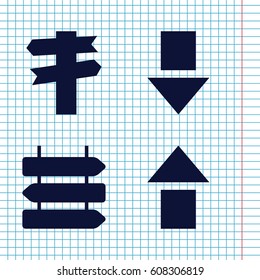 Set of 4 directional filled icons such as direction   isolated, direction, arrow up
