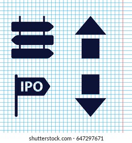Set of 4 directional filled icons such as direction   isolated, direction, arrow up