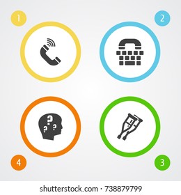 Set Of 4 Disabled Icons Set.Collection Of Tty, Stand, Phone Elements.