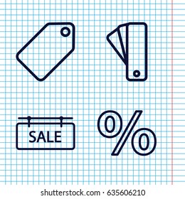 Set of 4 discount outline icons such as tag, sale tag