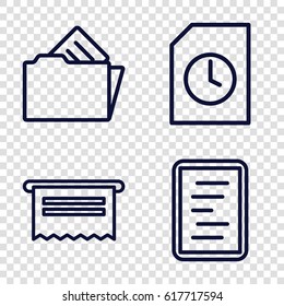 set of 4 documents outline icons such as document in folder