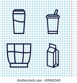 Set of 4 drinking outline icons such as drink