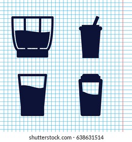 Set of 4 drinks filled icons such as