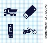 Set of 4 drive filled icons such as truck, usb drive