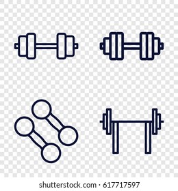 set of 4 dumbbell outline icons such as barbell   isolated, dumbbell