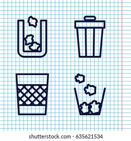 Set of 4 dustbin outline icons such as