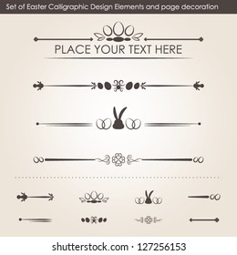 Set 4 of Easter Calligraphic Design Elements and page decoration