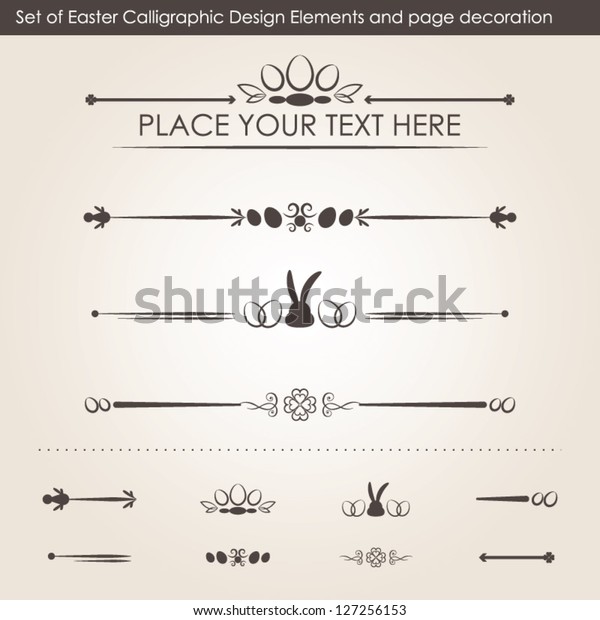 Set 4 of Easter Calligraphic Design Elements\
and page decoration