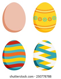 Set of 4 Easter eggs - 1 plain and 3 decorated