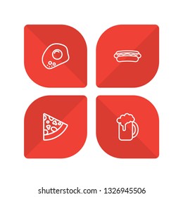Set of 4 eat icons line style set. Collection of ale, eggs, sausage and other elements.