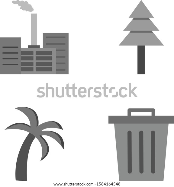 Set of 4 eco Icons on White Background
Vector Isolated
Elements...
