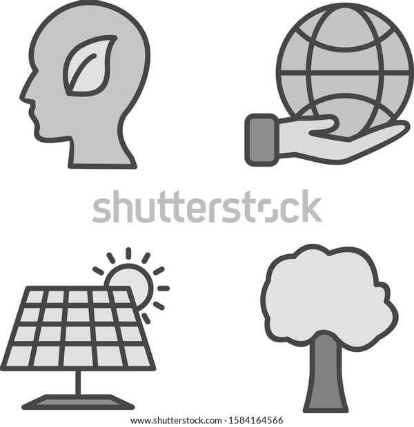 Set of 4 eco Icons on White Background\
Vector Isolated\
Elements...\
