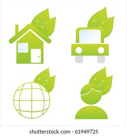 set of 4 ecological icons