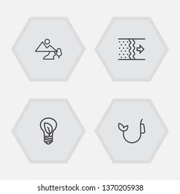 Set of 4 ecology icons line style set. Collection of eco, saving, purification and other elements.
