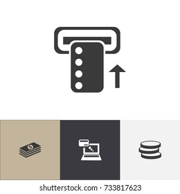Set Of 4 Editable Banking Icons. Includes Symbols Such As  Market, Salary And More. Can Be Used For Web, Mobile, UI And Infographic Design.