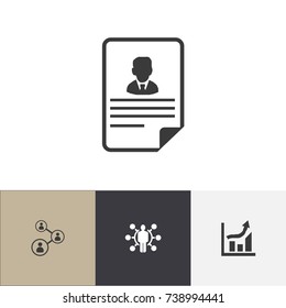 Set Of 4 Editable Business Icons. Includes Symbols Such As Talent, Statistics, Staff Structure And More. Can Be Used For Web, Mobile, UI And Infographic Design.
