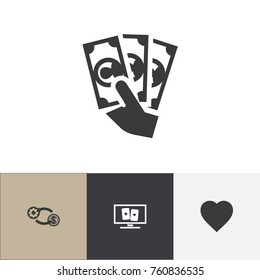 Set Of 4 Editable Business Icons. Includes Symbols Such As Dollar, Swap, Gamble And More. Can Be Used For Web, Mobile, UI And Infographic Design.