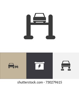 Set Of 4 Editable Car Icons. Includes Symbols Such As Service, Race, Repair And More. Can Be Used For Web, Mobile, UI And Infographic Design.