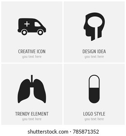 Set of 4 editable care icons. Includes symbols such as emergency, intelligence, respiratory organ and more. Can be used for web, mobile, UI and infographic design.