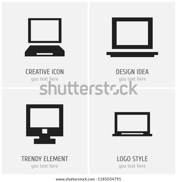 Set of 4 editable computer icons.\
Includes symbols such as display, monitor, screen and more. Can be\
used for web, mobile, UI and infographic\
design.