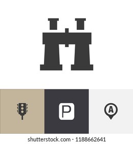 Set of 4 editable direction icons. Includes symbols such as location pin, traffic light, road sign and more. Can be used for web, mobile, UI and infographic design.