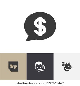 Set of 4 editable excitement icons. Includes symbols such as backgammon, casino boy, dog fighting bet and more. Can be used for web, mobile, UI and infographic design.